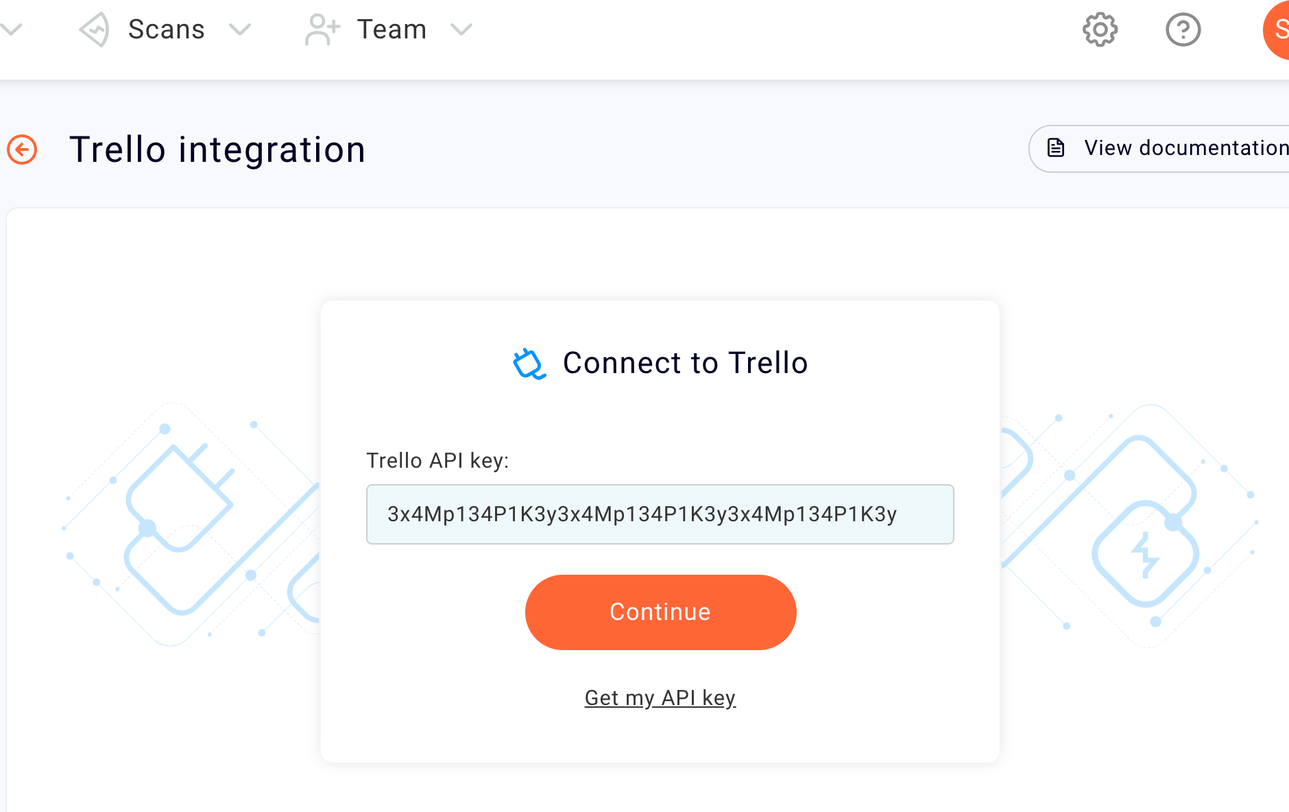 Entering your Trello API key into Burp Suite Enterprise Edition