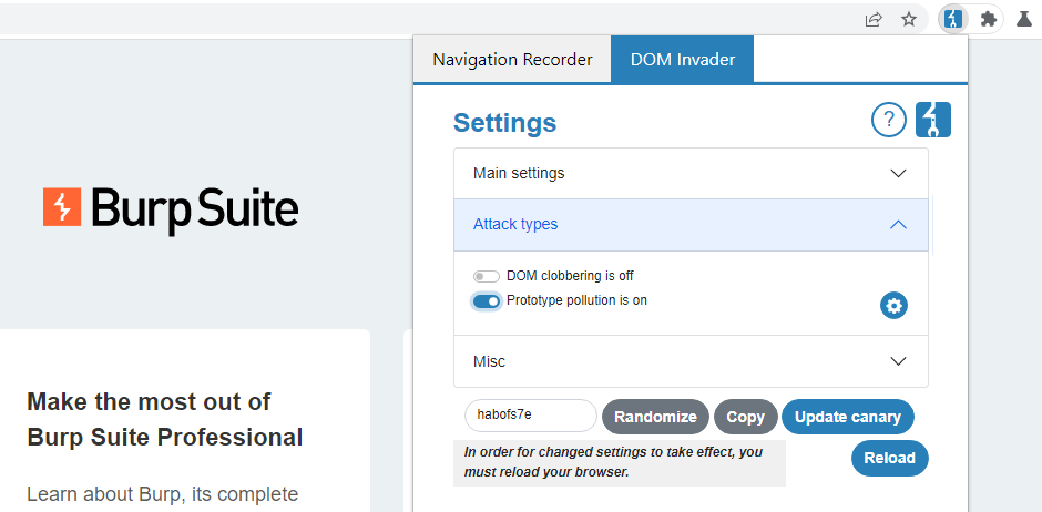 Enabling prototype pollution in DOM Invader