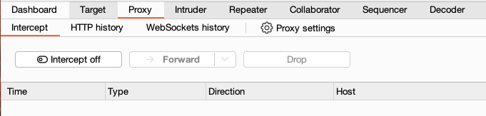 Proxy Intercept is off